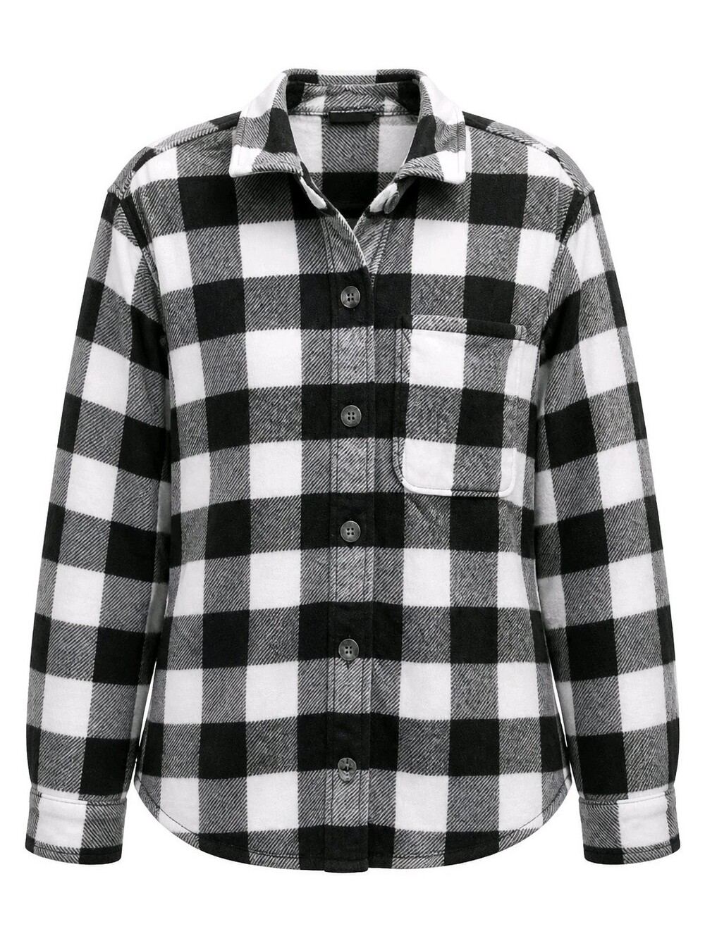 Eddie Bauer Black & White Buffalo Plaid Women's Micro Fleece Shacket Sz Small